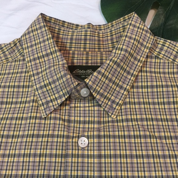 EDDIE BAUER | short sleeve plaid button down shirt - Picture 2 of 5